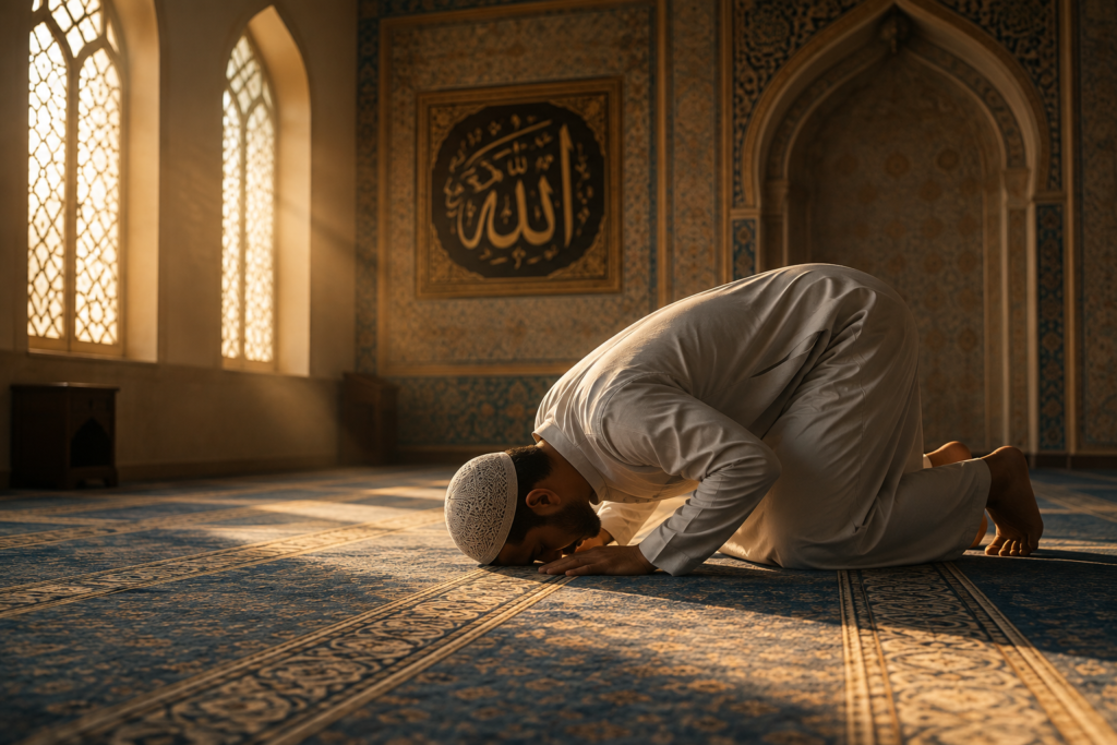 Muslim performing Salah as one of the Five Pillars of Islam