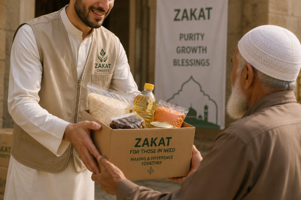 Giving charity to people in need as part of Zakat