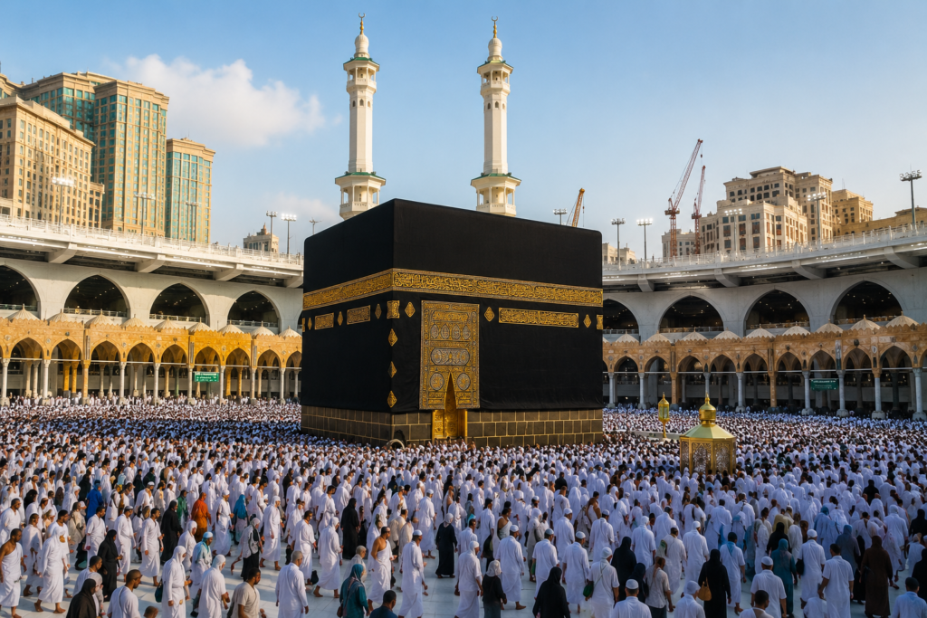 Muslims performing Hajj around the Kaaba in Makkah